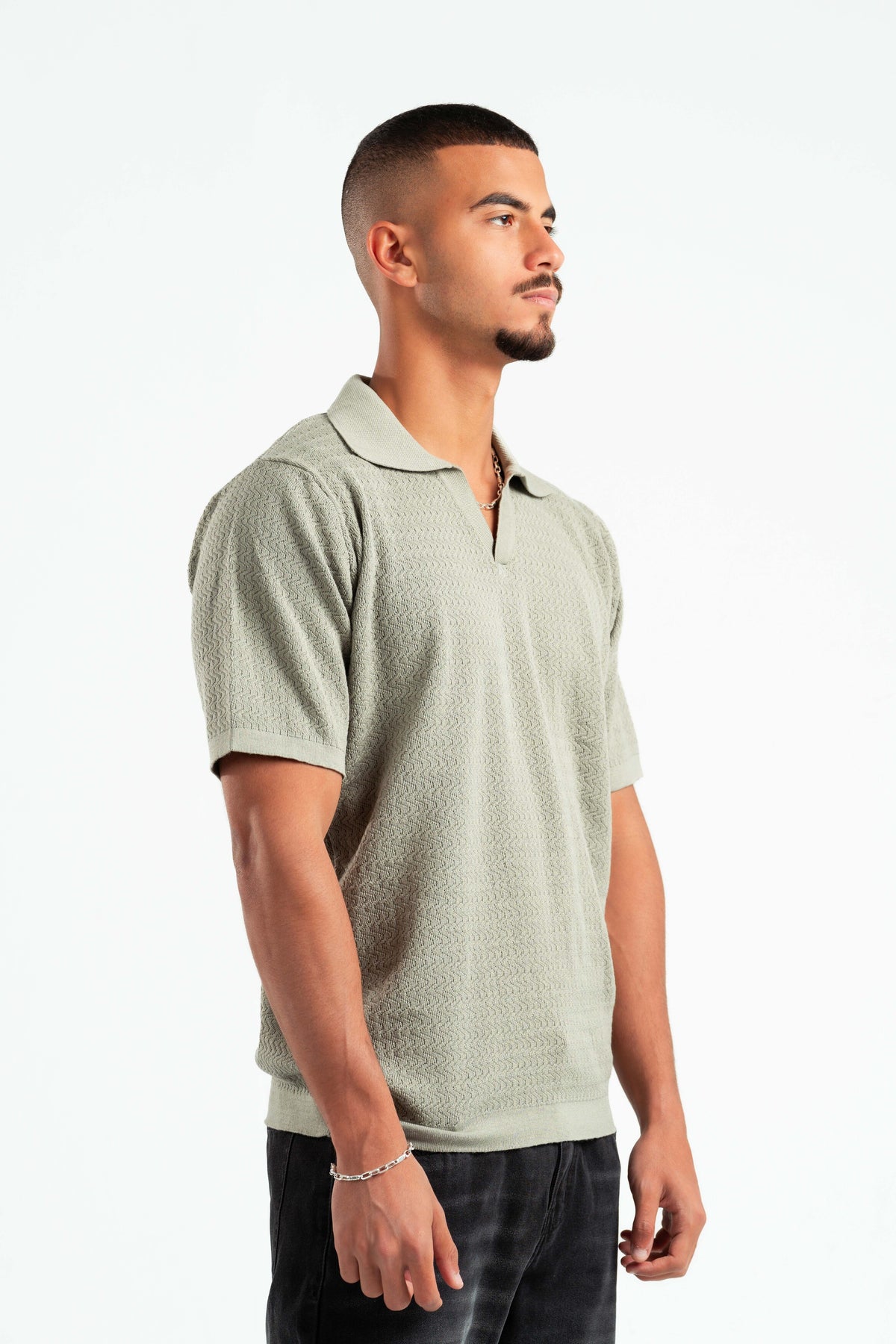 MINT WAVY TEXTURE KNIT POLO 03
