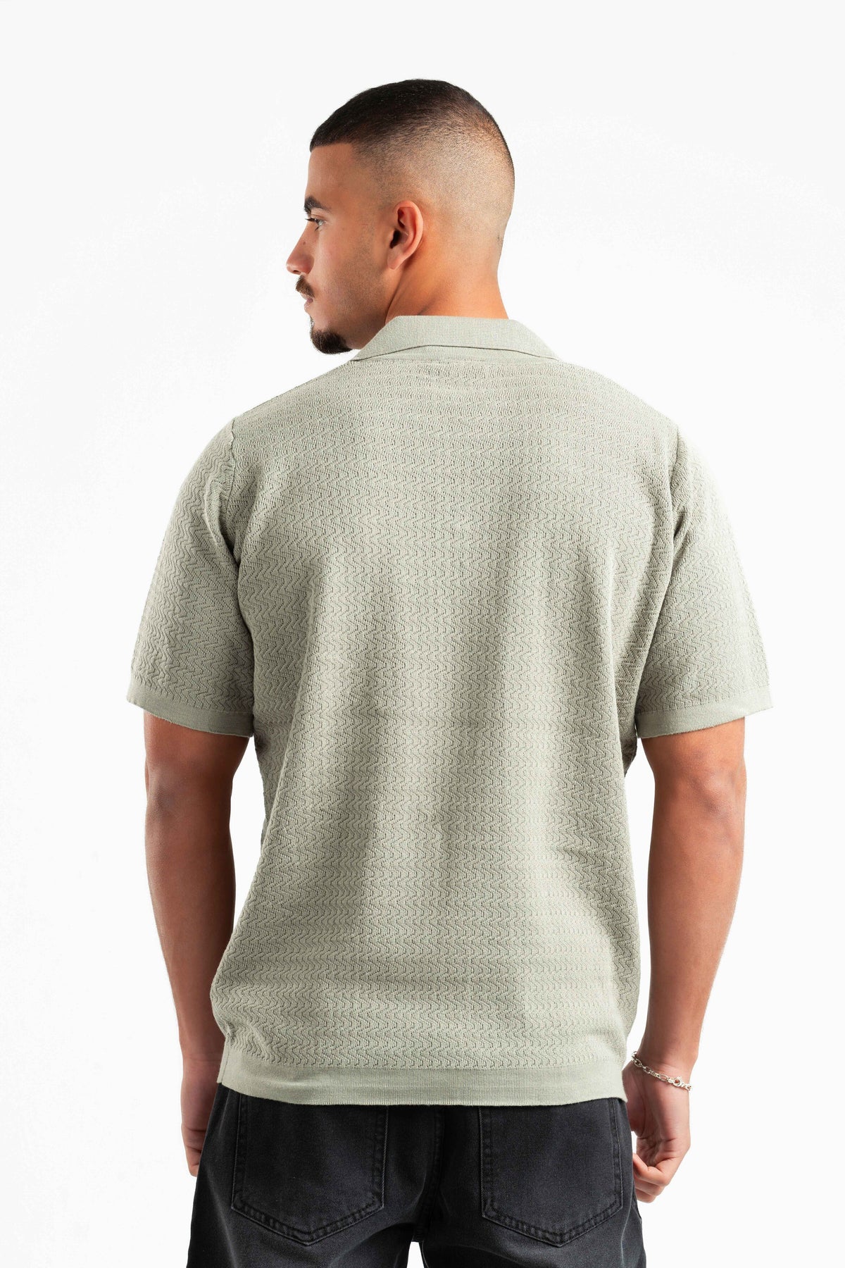 MINT WAVY TEXTURE KNIT POLO 03