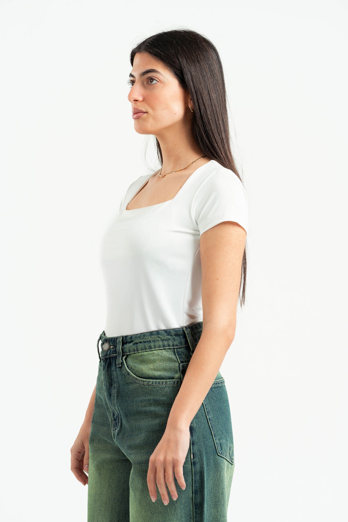 OFF-WHITE SQUARE NECK HALF SLEEVES TOP
