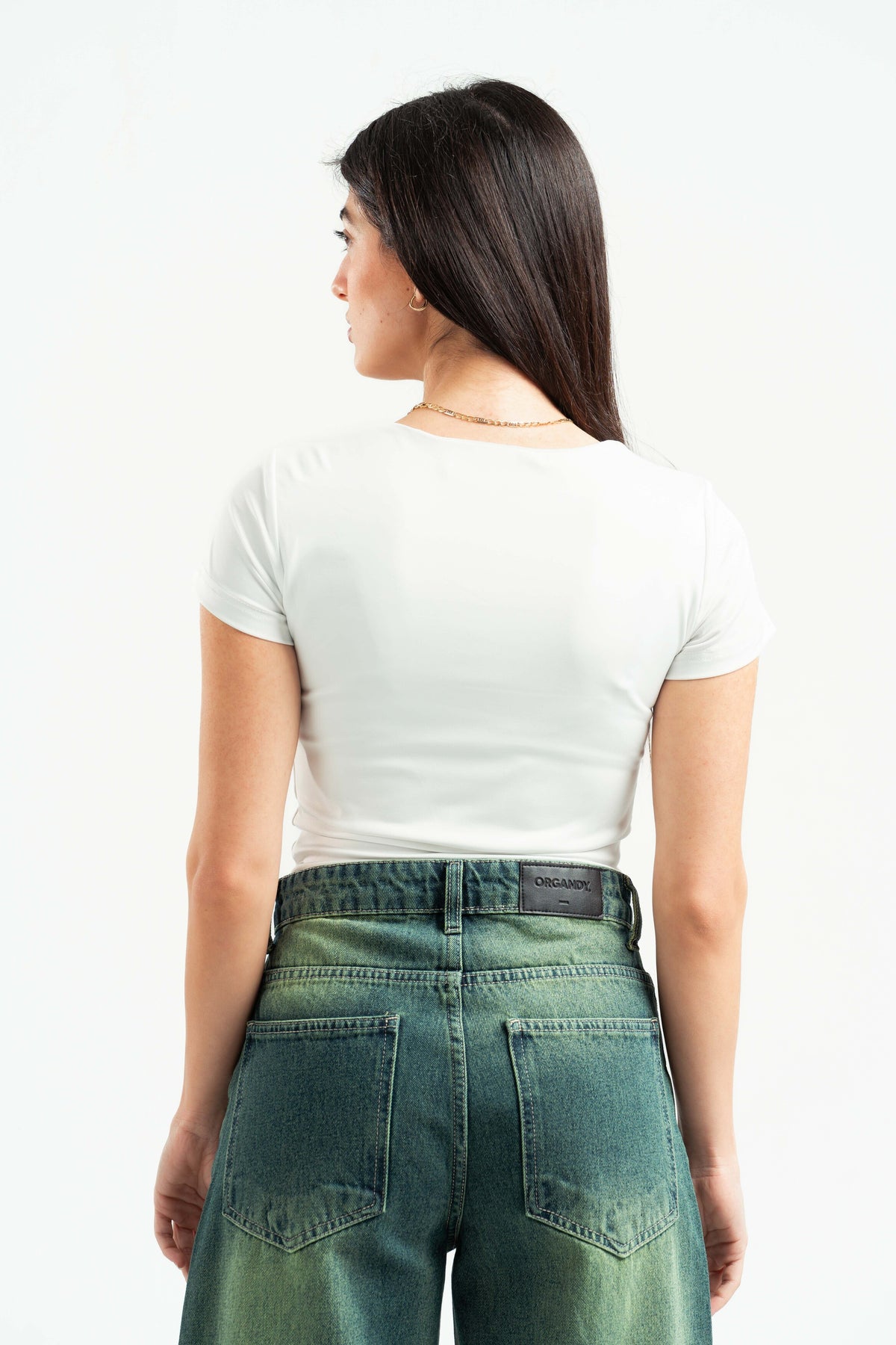 OFF-WHITE SQUARE NECK HALF SLEEVES TOP