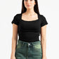 BLACK SQUARE NECK HALF SLEEVES TOP