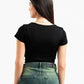 BLACK SQUARE NECK HALF SLEEVES TOP