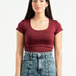 BURGUNDY ESSENTIAL WIDE NECK TOP