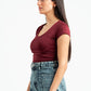 BURGUNDY ESSENTIAL WIDE NECK TOP