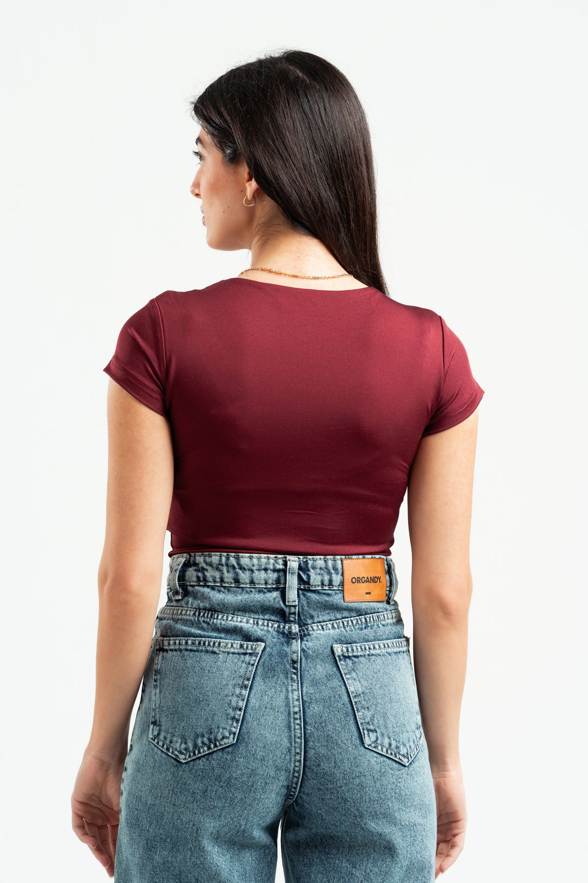 BURGUNDY ESSENTIAL WIDE NECK TOP