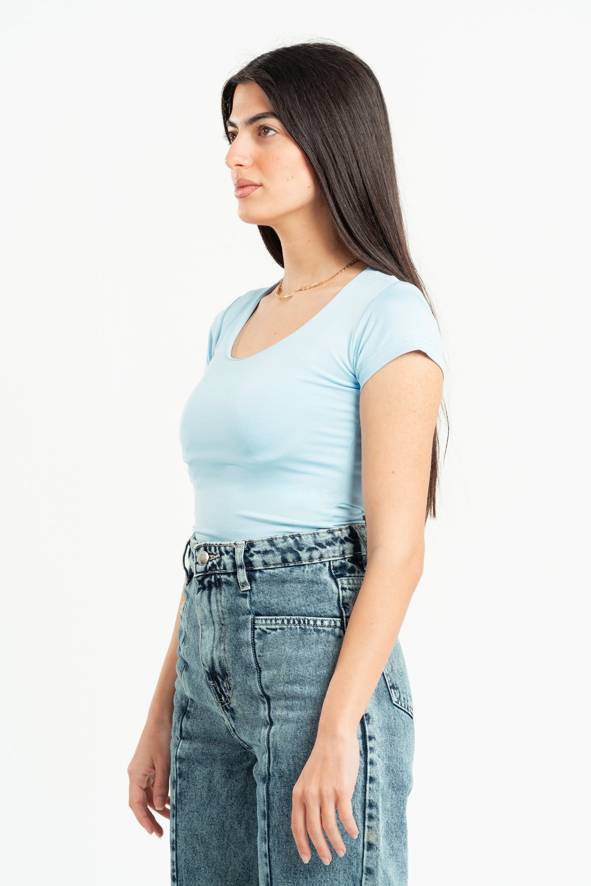 SKY-BLUE ESSENTIAL WIDE NECK TOP