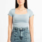 LIGHT GREY SQUARE NECK HALF SLEEVES TOP