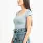 LIGHT GREY SQUARE NECK HALF SLEEVES TOP