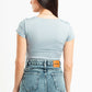 LIGHT GREY SQUARE NECK HALF SLEEVES TOP