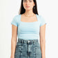 SKY BLUE SQUARE NECK HALF SLEEVES TOP