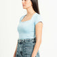 SKY BLUE SQUARE NECK HALF SLEEVES TOP