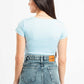 SKY BLUE SQUARE NECK HALF SLEEVES TOP