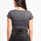DARK GREY SQUARE NECK HALF SLEEVES TOP