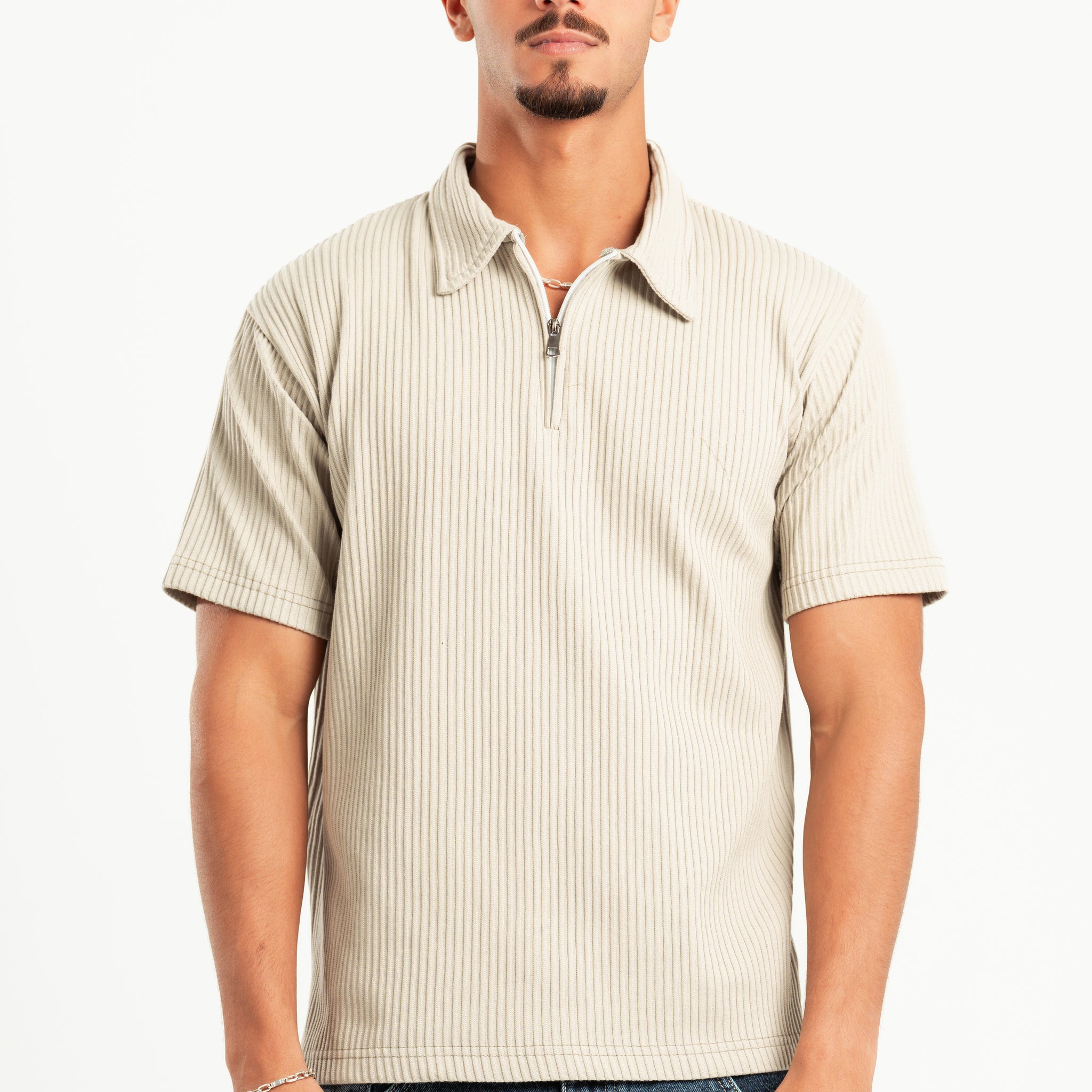 LIGHT MINT RIBBED QUARTER ZIPPER