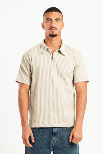 LIGHT MINT RIBBED QUARTER ZIPPER