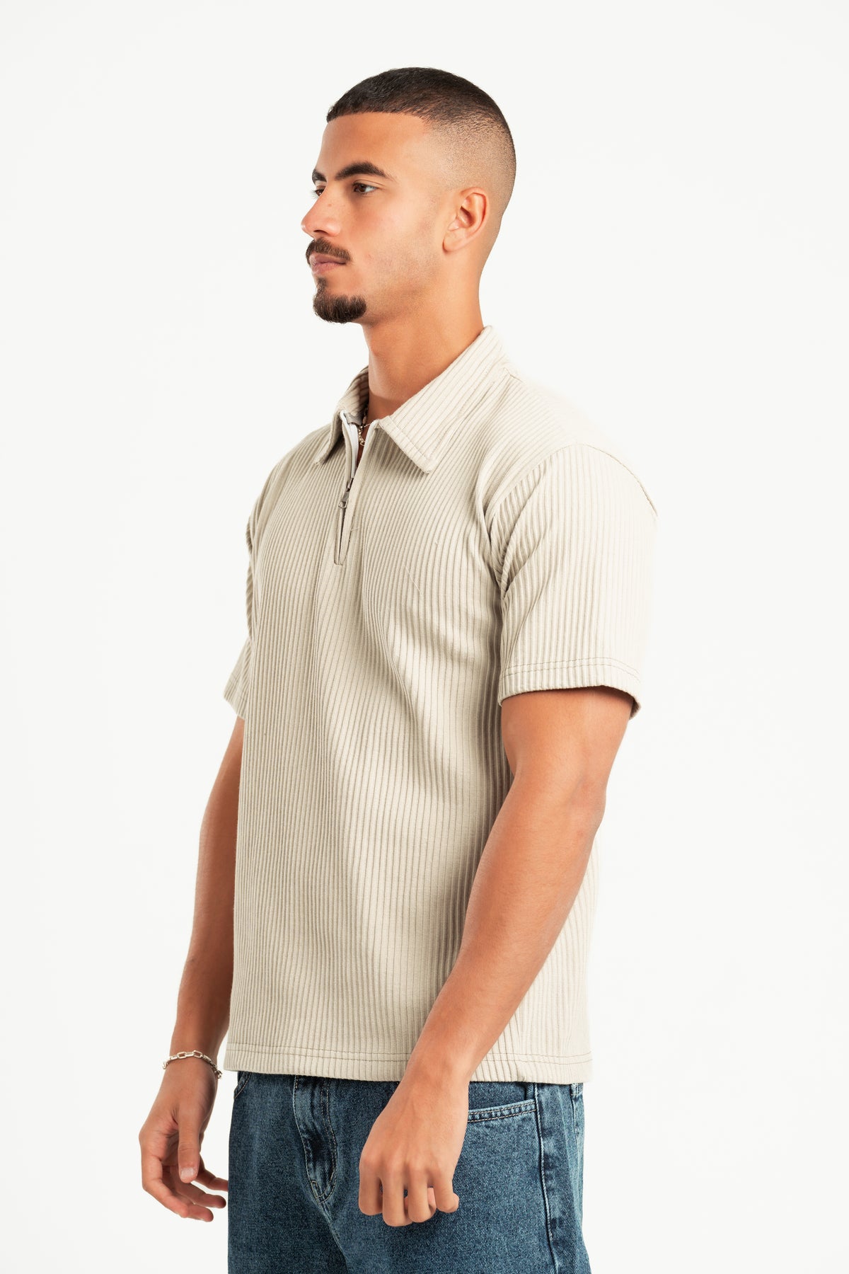 LIGHT MINT RIBBED QUARTER ZIPPER