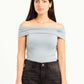 LIGHT GREY OFF-SHOULDER TOP