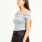 LIGHT GREY OFF-SHOULDER TOP