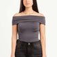 DARK GREY OFF-SHOULDER TOP