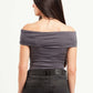 DARK GREY OFF-SHOULDER TOP