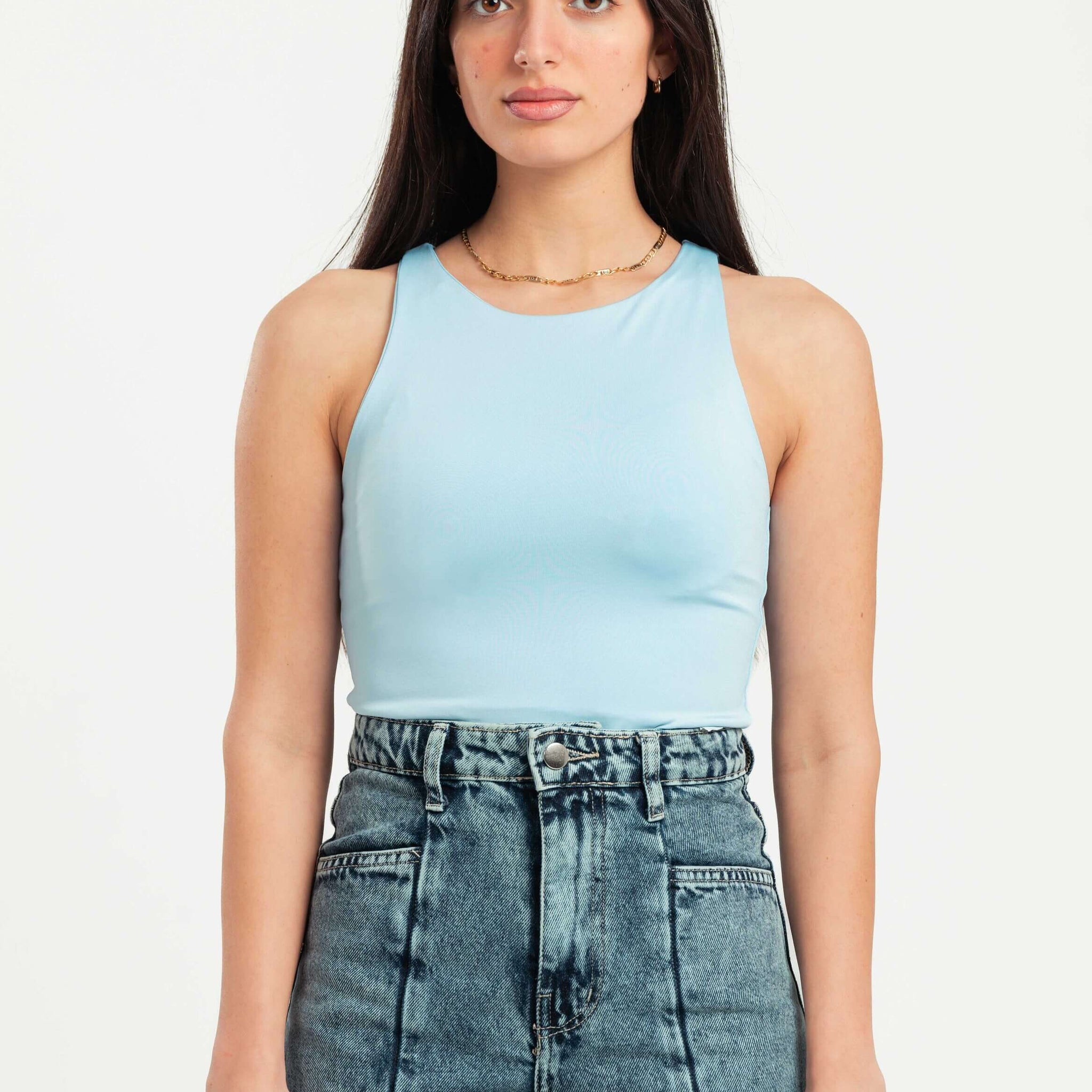 SKY BLUE ROUND NECK BODYSUIT