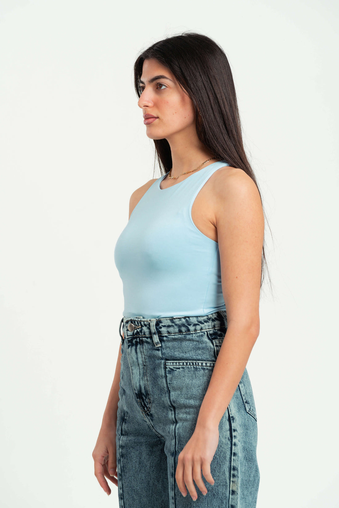 SKY BLUE ROUND NECK BODYSUIT