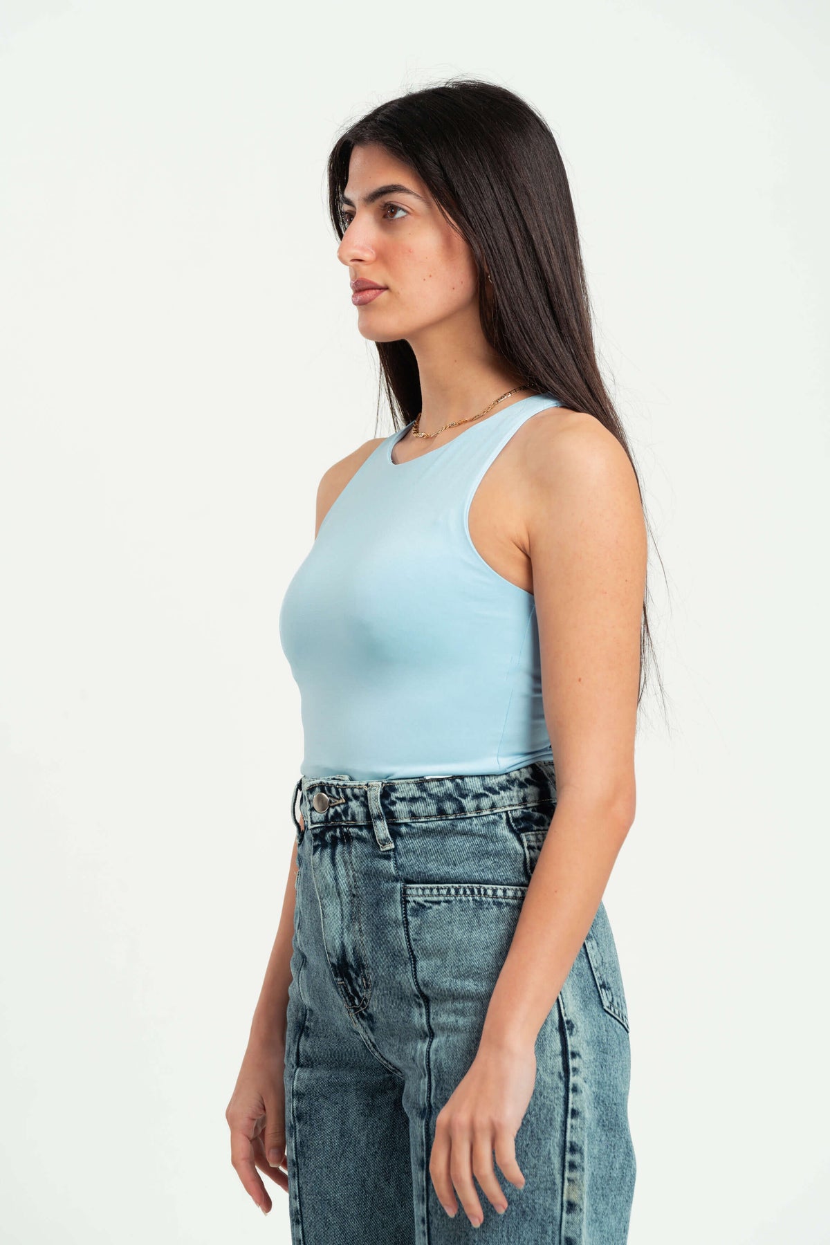 SKY BLUE ROUND NECK BODYSUIT