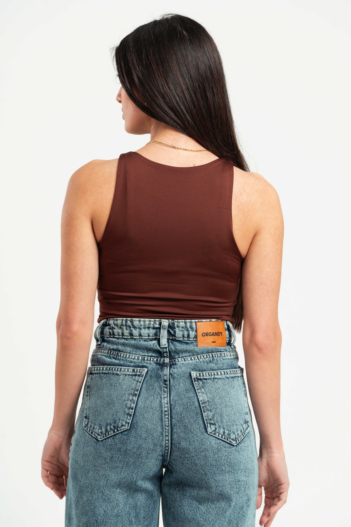 DARK BROWN ROUND NECK BODYSUIT