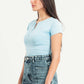 SKY-BLUE HALF ZIPPER TOP