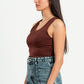 DARK BROWN ROUND NECK BODYSUIT