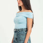SKY-BLUE OFF-SHOULDER TOP