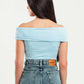 SKY-BLUE OFF-SHOULDER TOP
