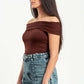 DARK BROWN OFF-SHOULDER TOP