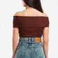 DARK BROWN OFF-SHOULDER TOP