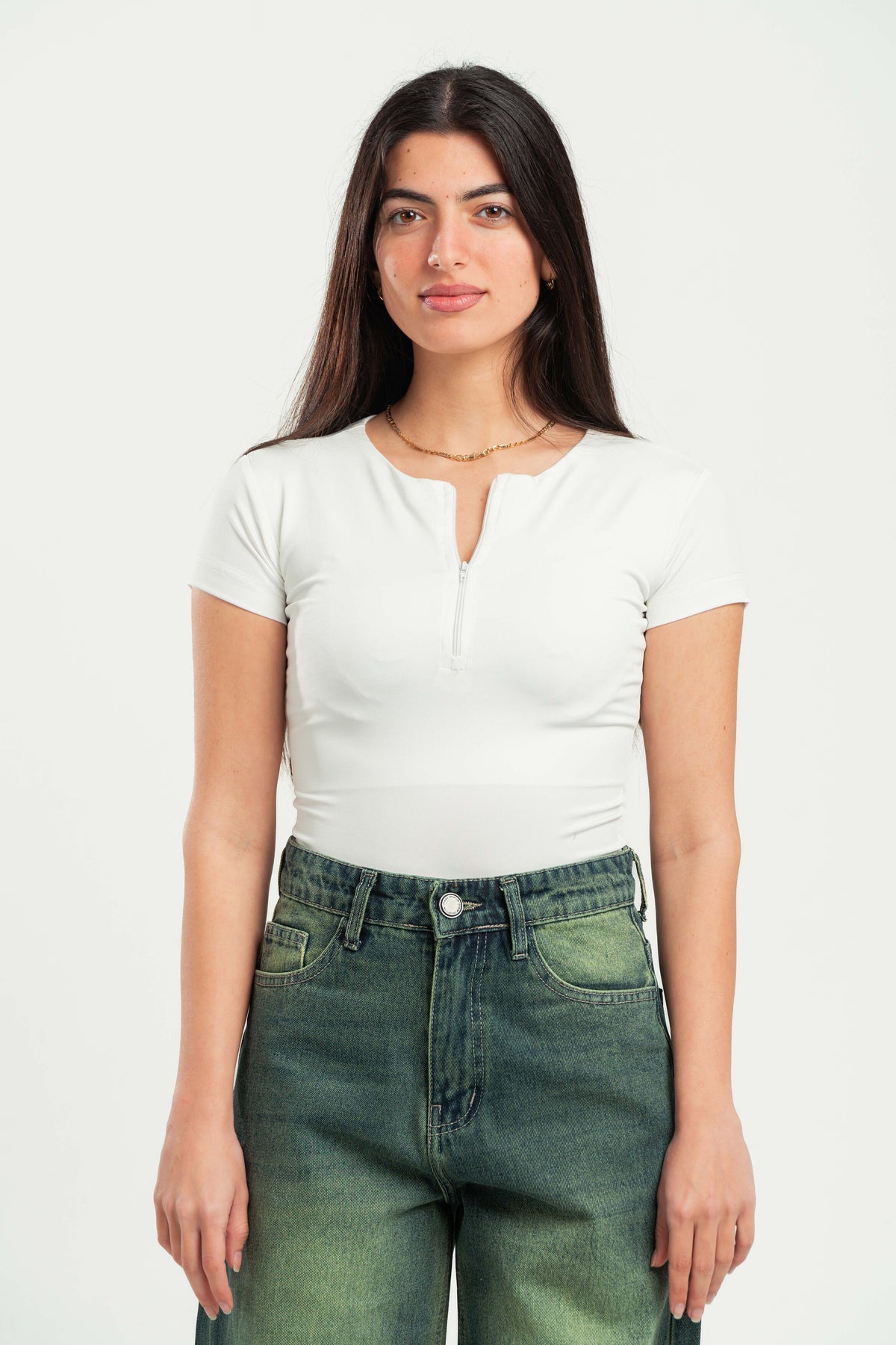 OFF-WHITE HALF ZIPPER TOP