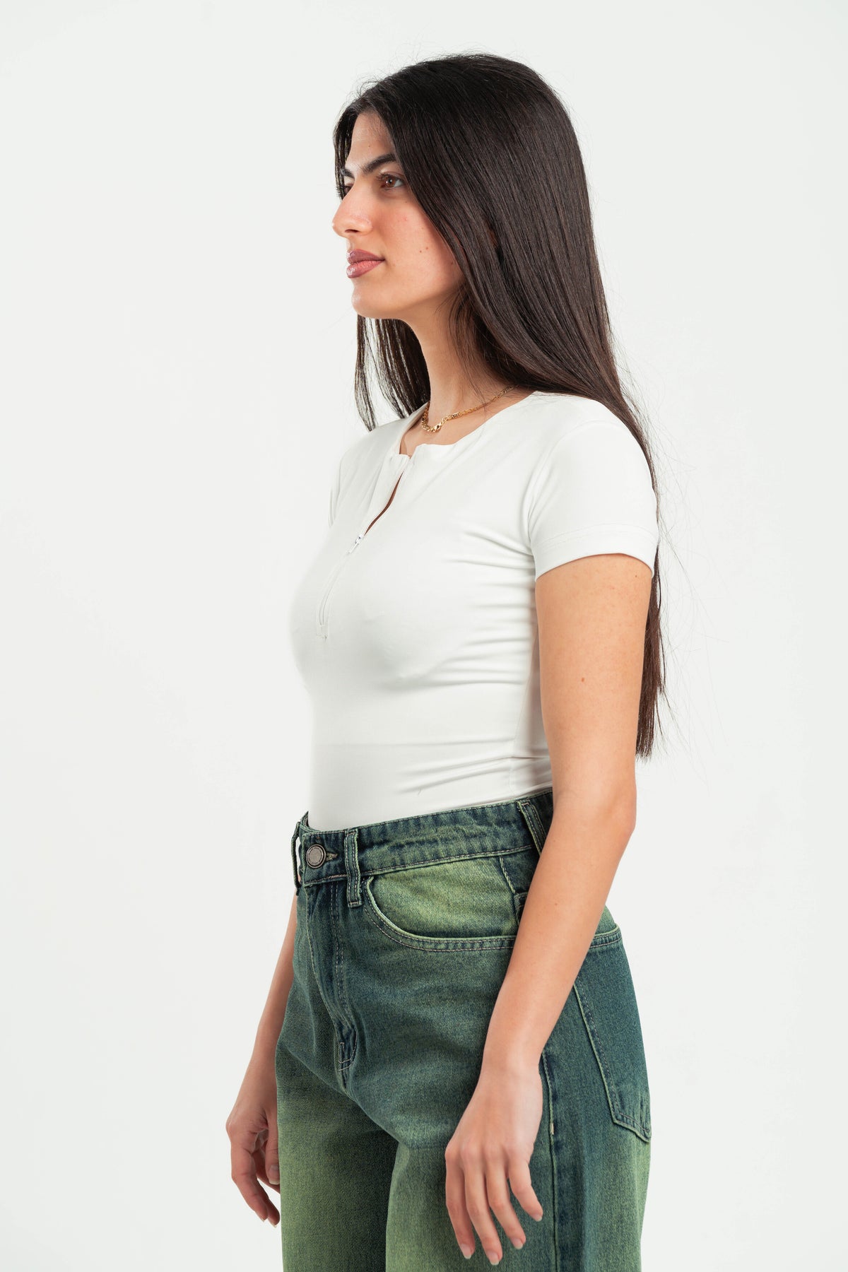 OFF-WHITE HALF ZIPPER TOP