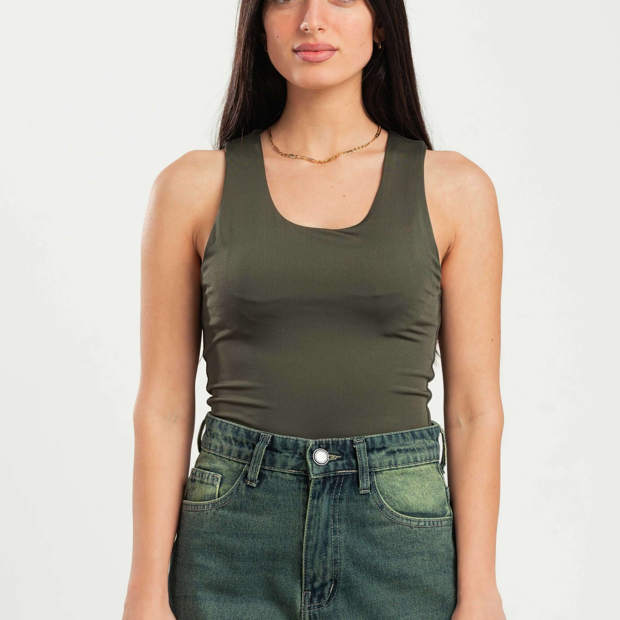 FOREST GREEN SLEEVELESS TOP