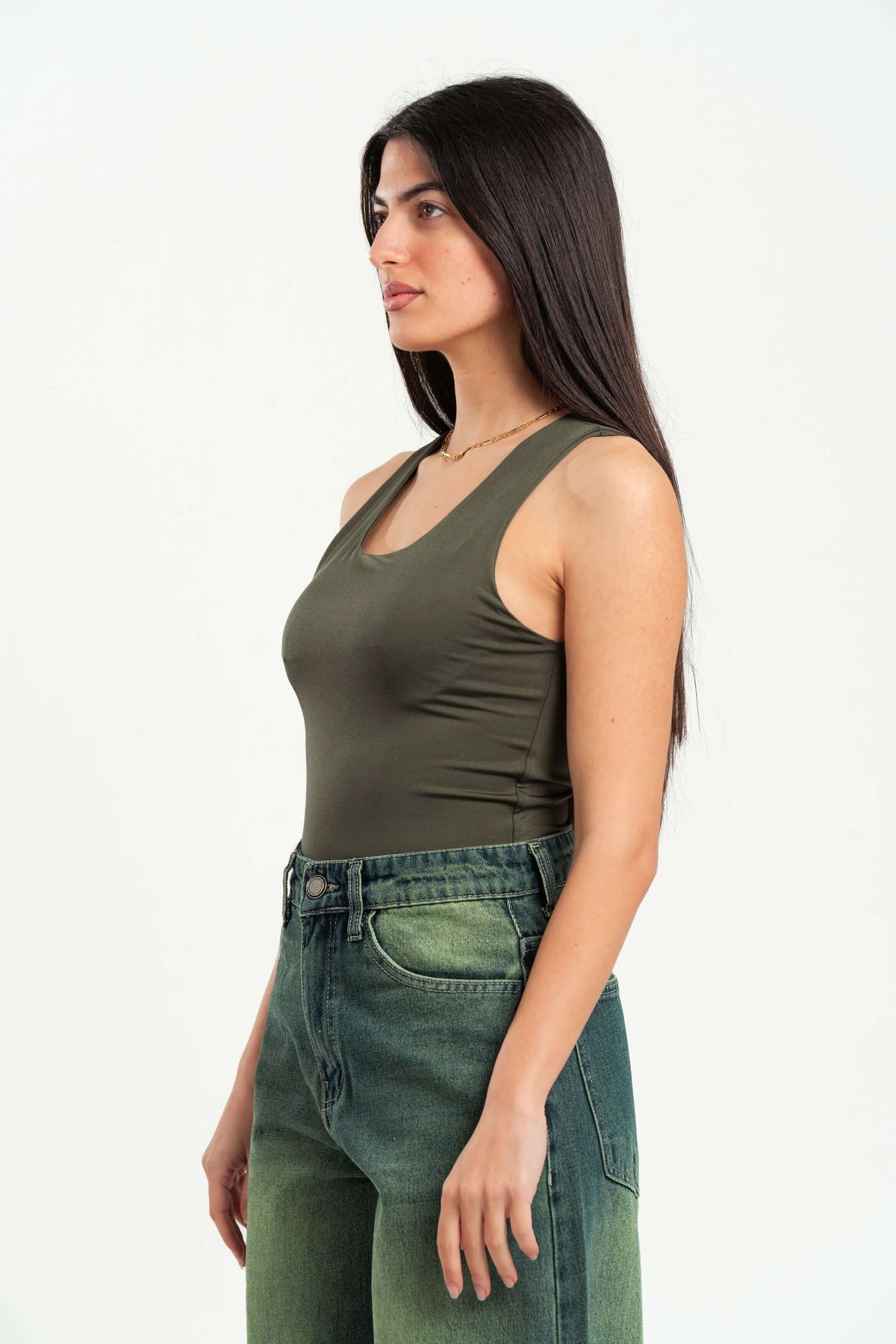 FOREST GREEN SLEEVELESS TOP