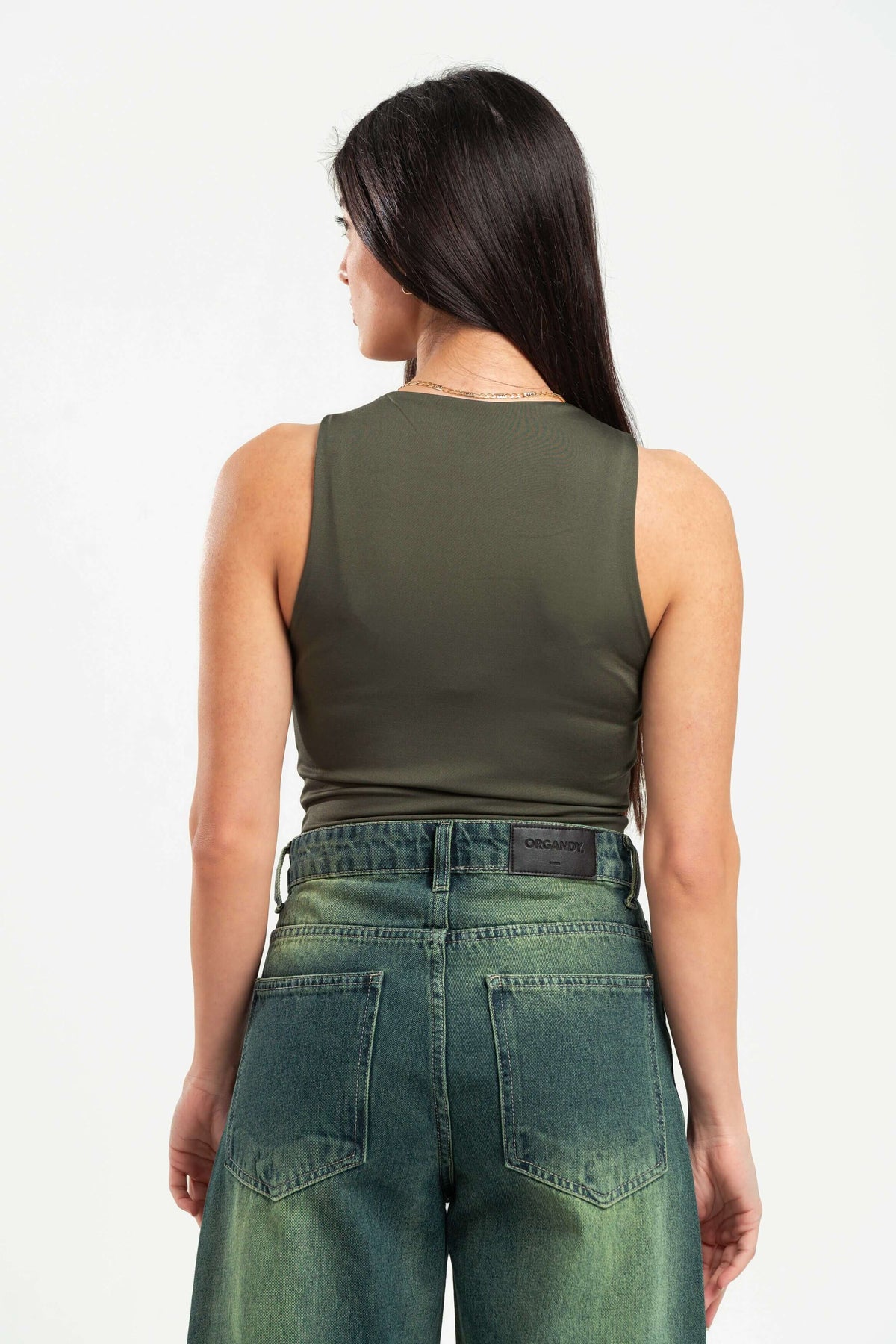 FOREST GREEN SLEEVELESS TOP