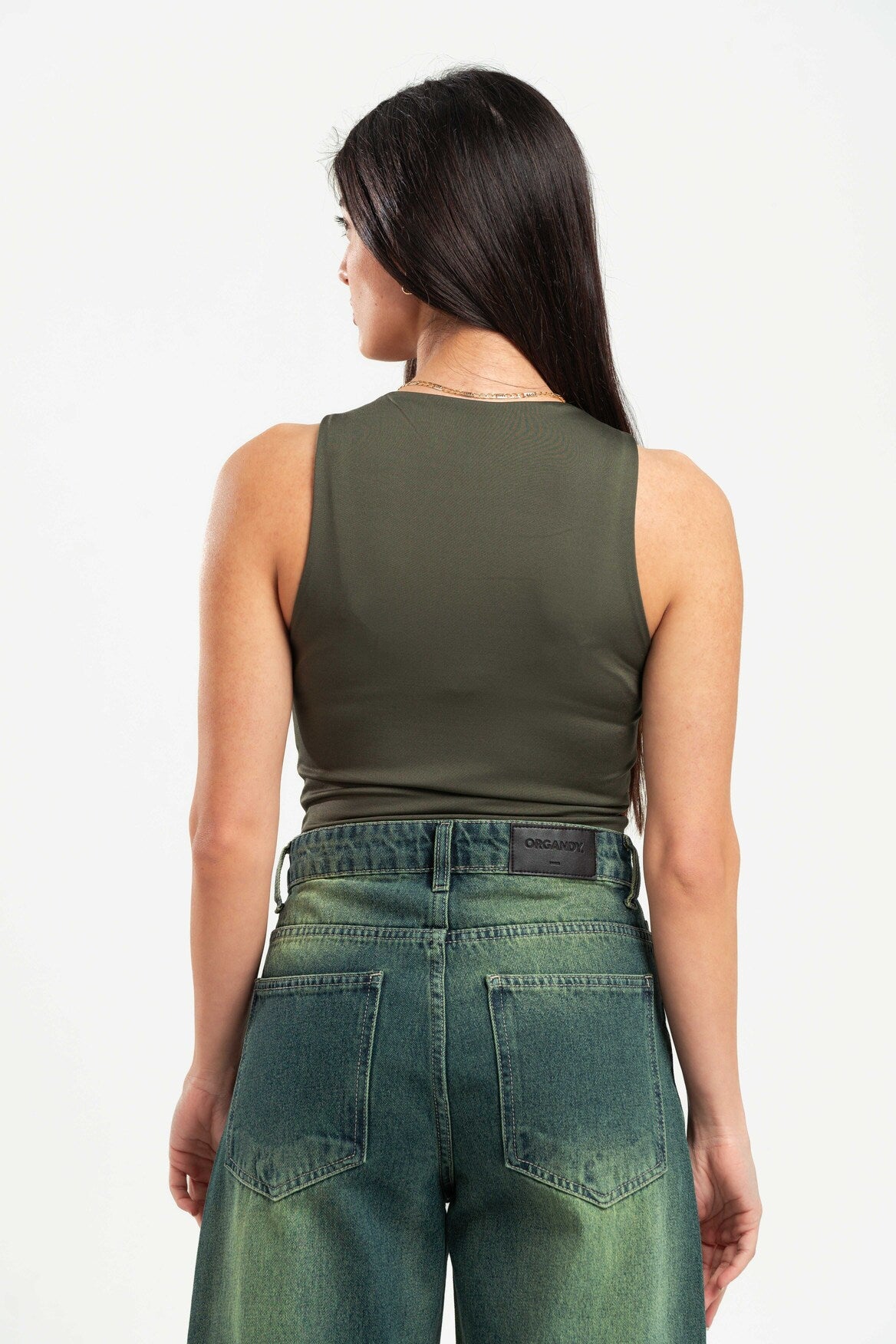 FOREST GREEN ROUND NECK BODYSUIT
