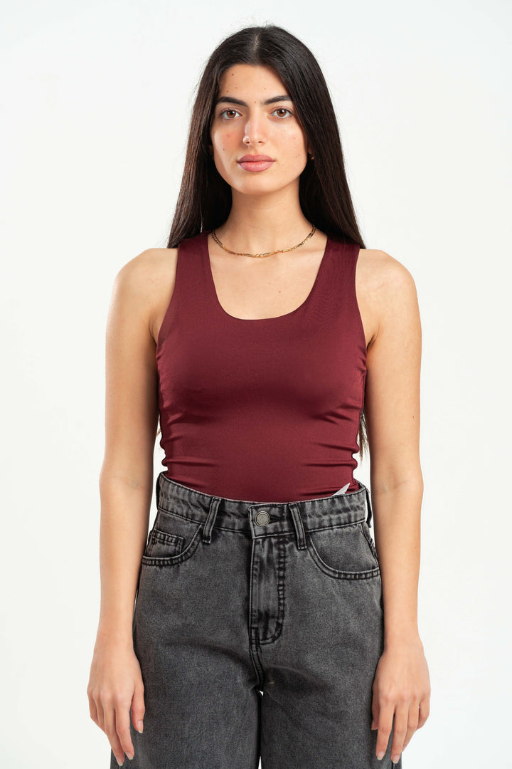 BURGUNDY SLEEVELESS TOP