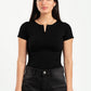 BLACK HALF ZIPPER TOP