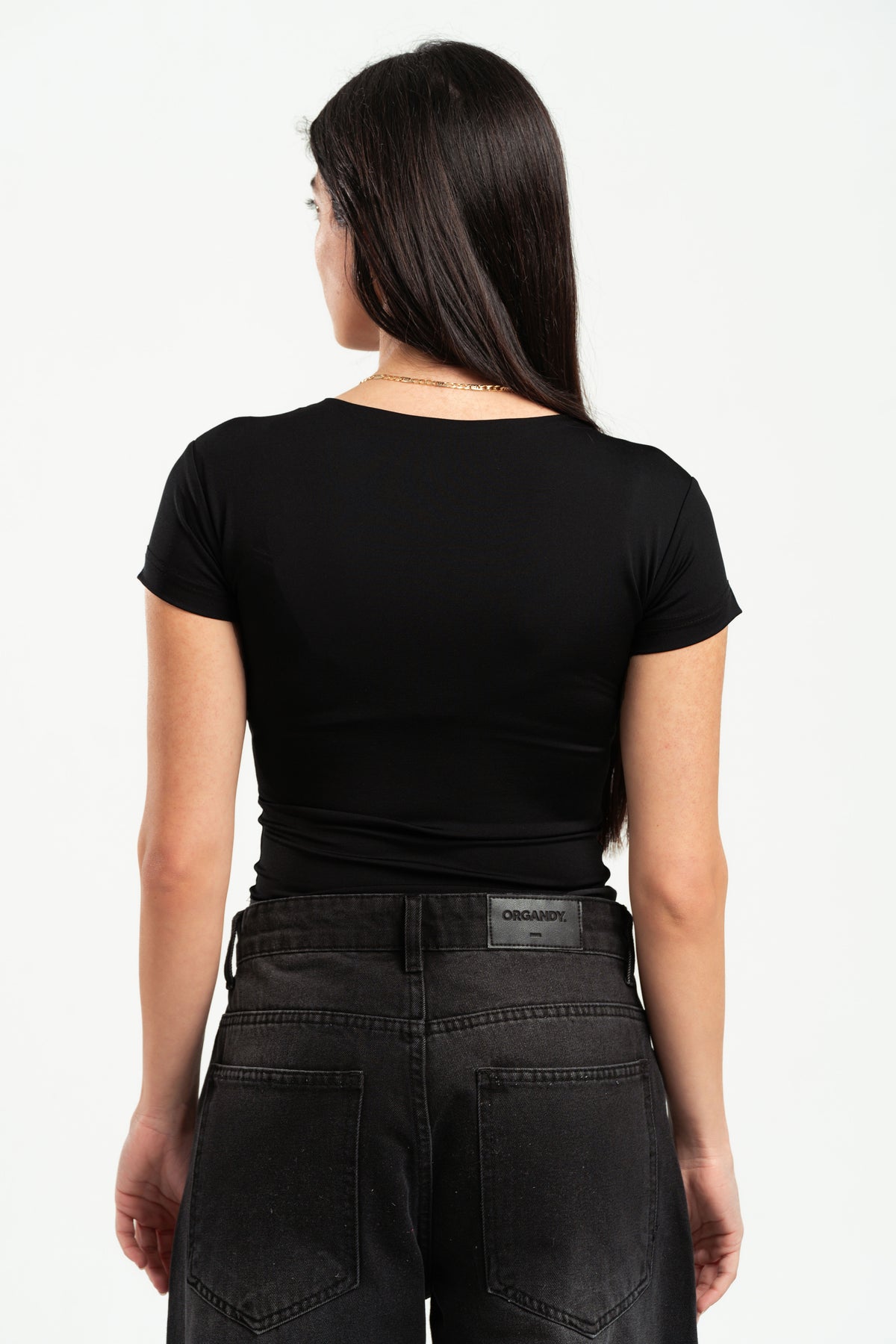 BLACK HALF ZIPPER TOP