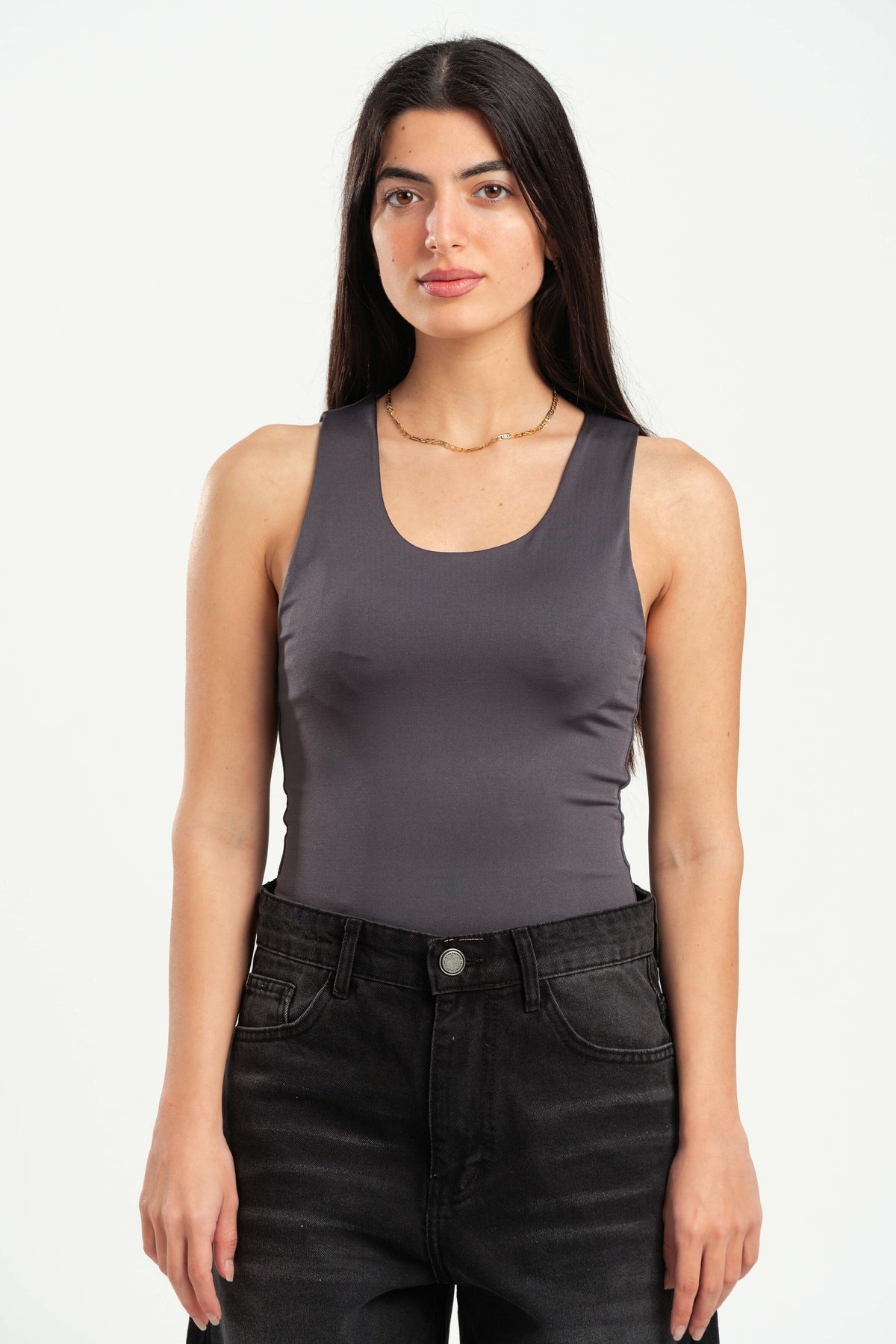 DARK GREY SLEEVELESS TOP
