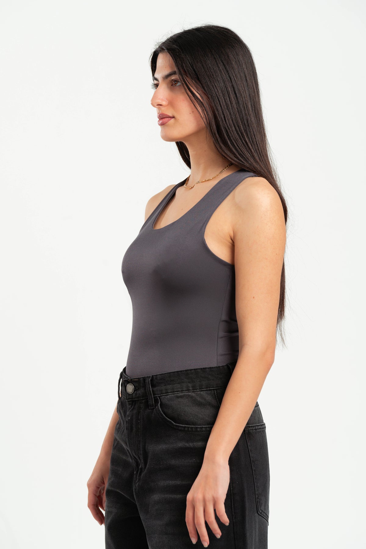 DARK GREY SLEEVELESS TOP