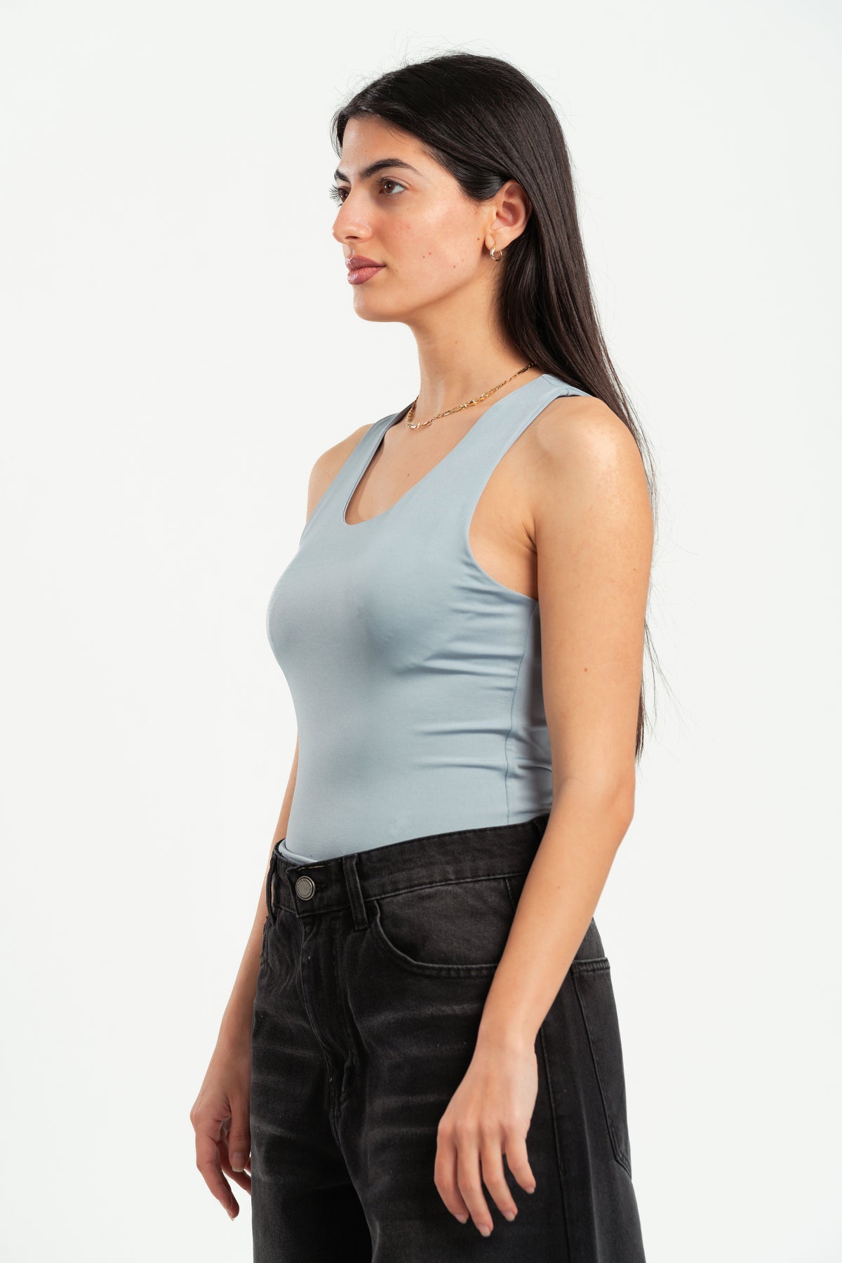 LIGHT GREY SLEEVELESS TOP