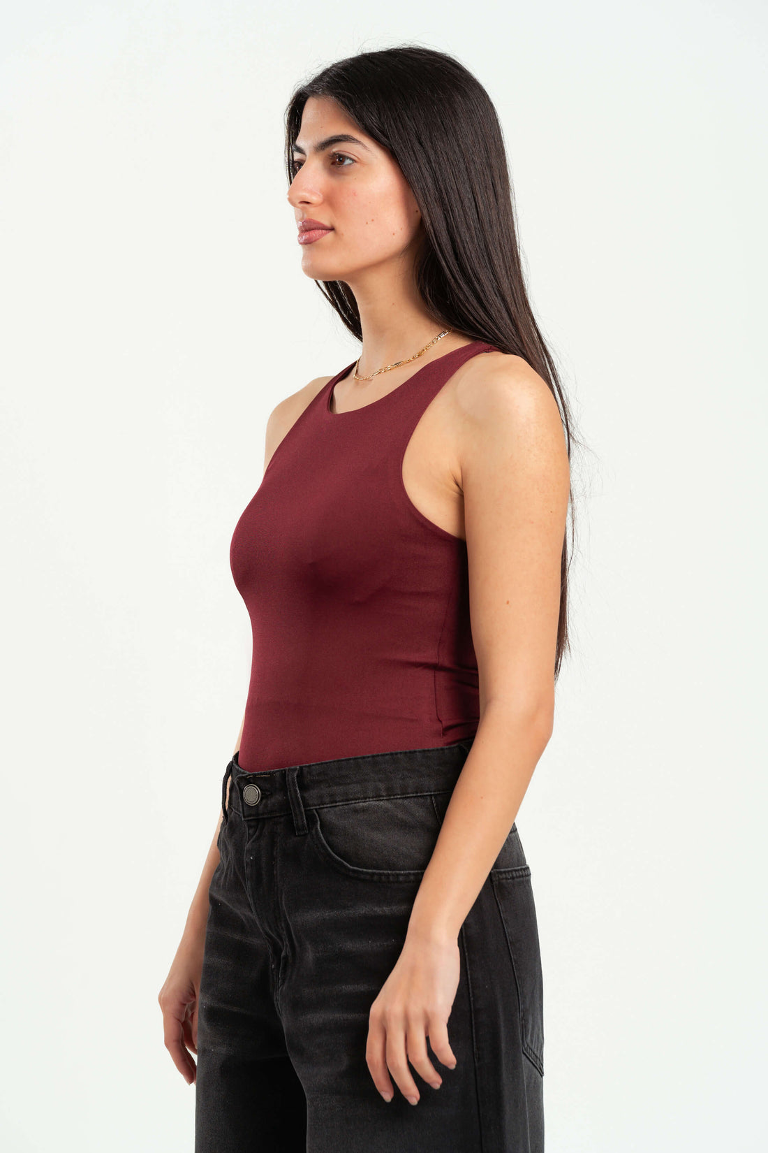 BURGUNDY ROUND NECK BODYSUIT