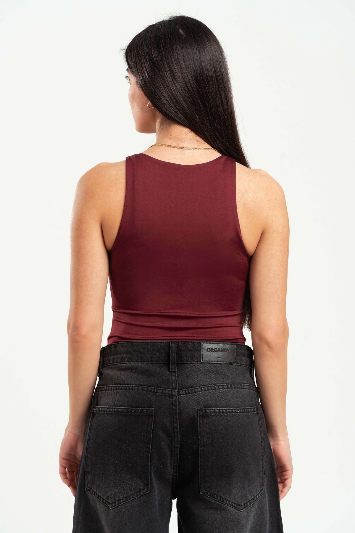 BURGUNDY ROUND NECK BODYSUIT