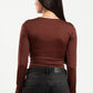 DARK BROWN FULL-ZIPPER TOP