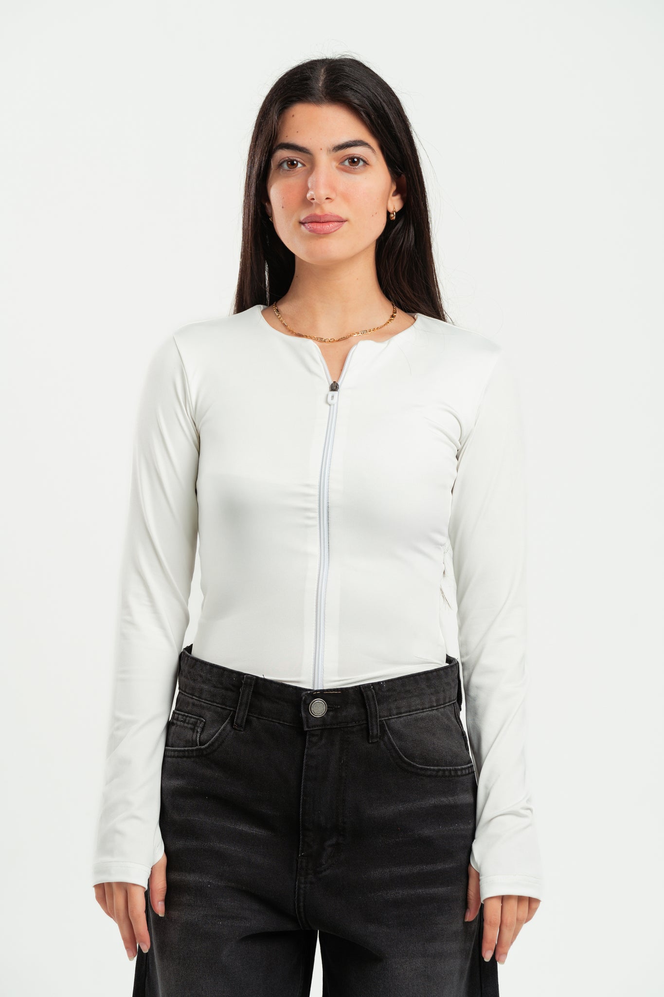 OFF-WHITE FULL-ZIPPER TOP